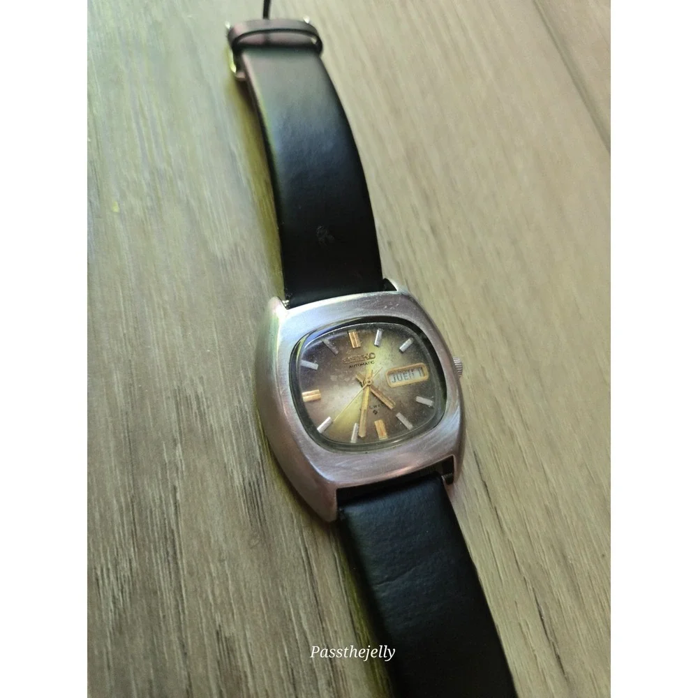 Vtg Seiko Watch Mens Automatic 6309-5020 TV Case Day Date Japan Retro Sunburst